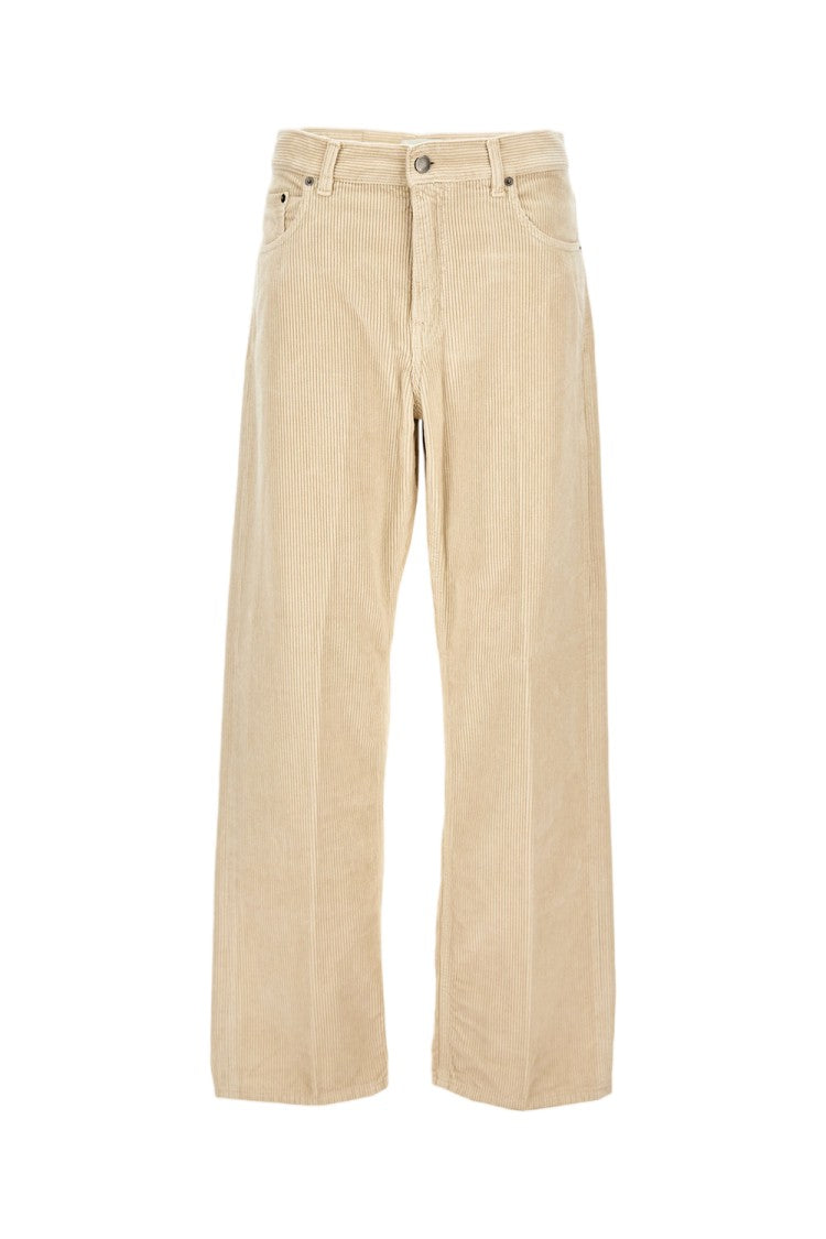 Haikure Ribbed Cotton Wide-Leg Trousers With Classic Five-Pocket Design