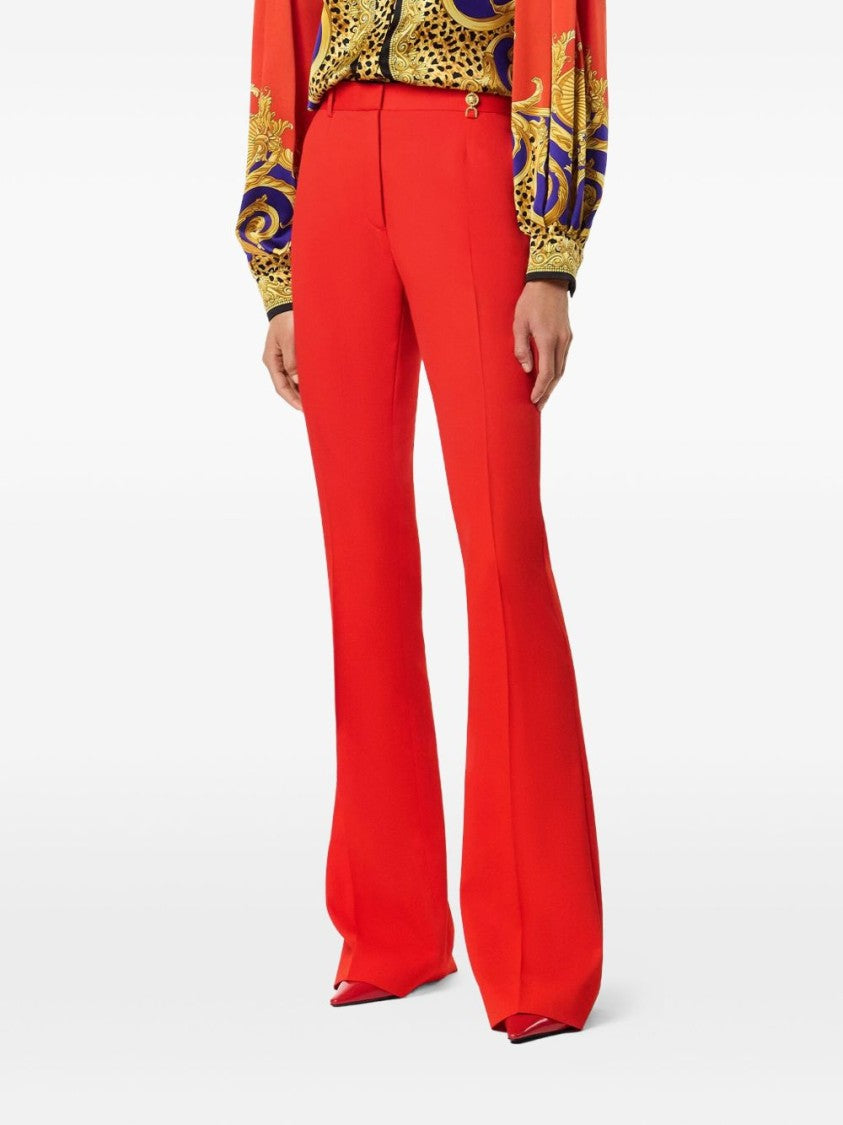 Versace High-Waisted Flared Trousers In Bold Red