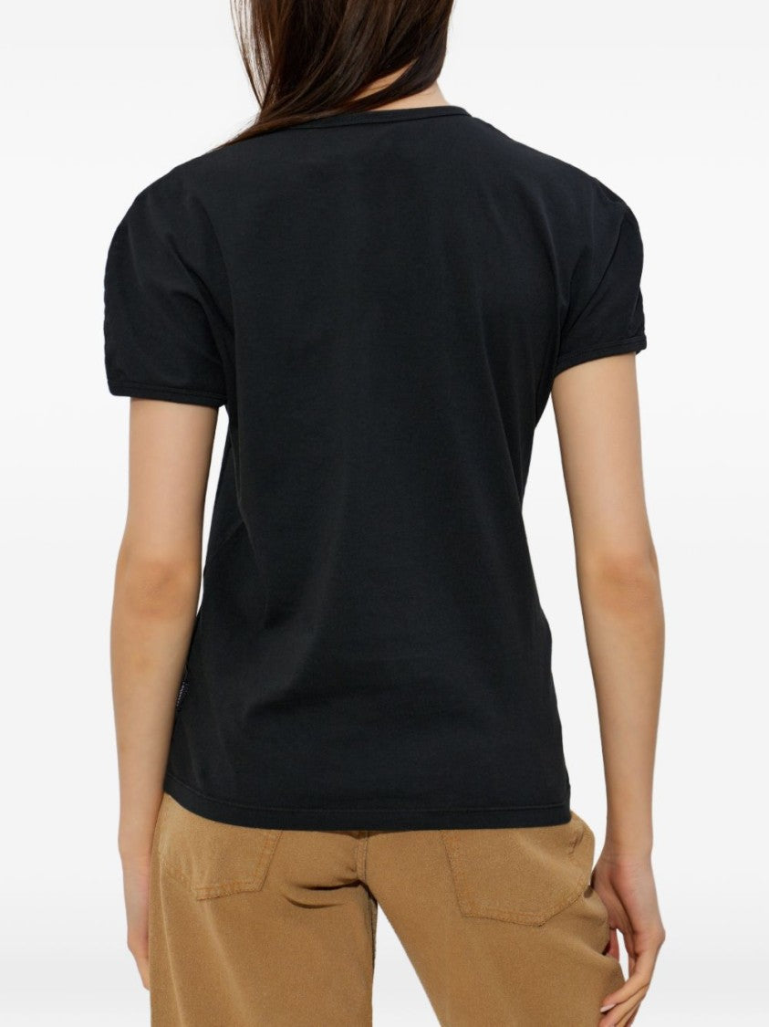 Mm6 By Maison Margiela Black Cotton Crew Neck T-Shirt