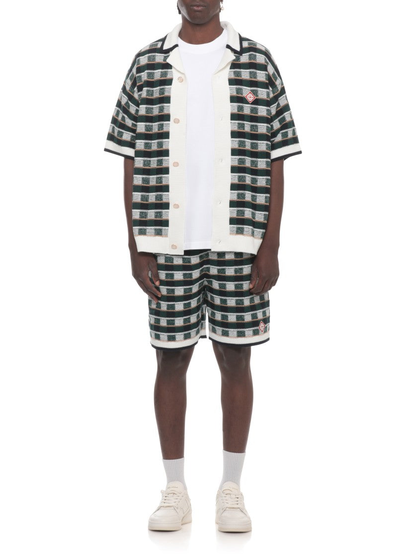 Casablanca Green Mosaic Check Pattern Shorts