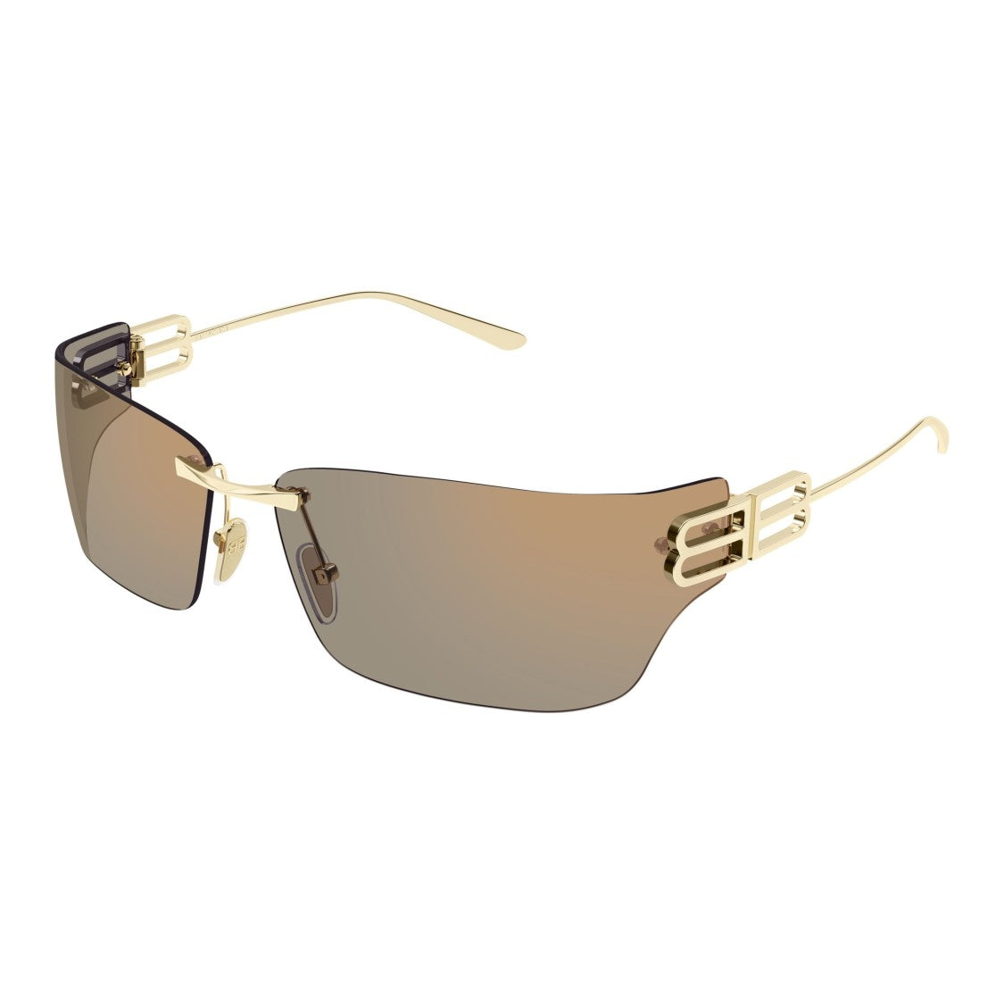 Balenciaga Rimless Sunglasses With Gold-Tone Double-B Logo