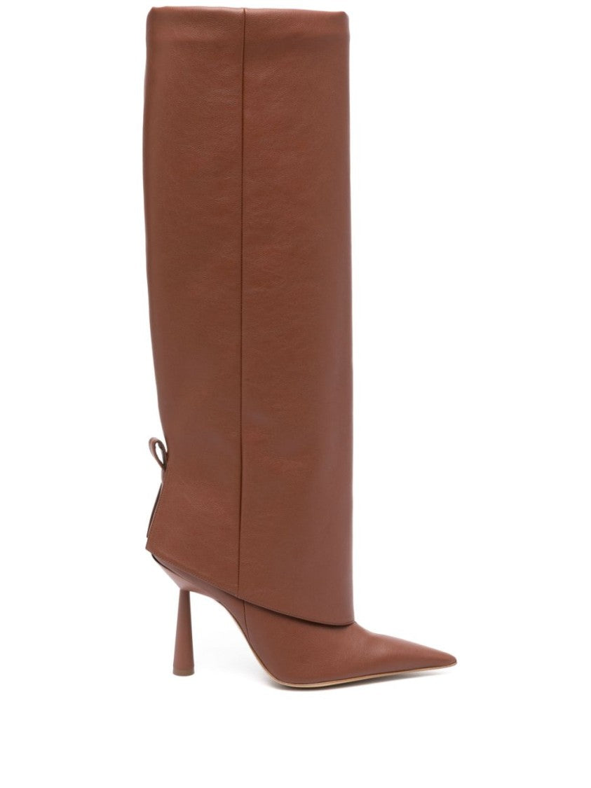 Gia Borghini Brown Eco-Leather Knee-High Boots
