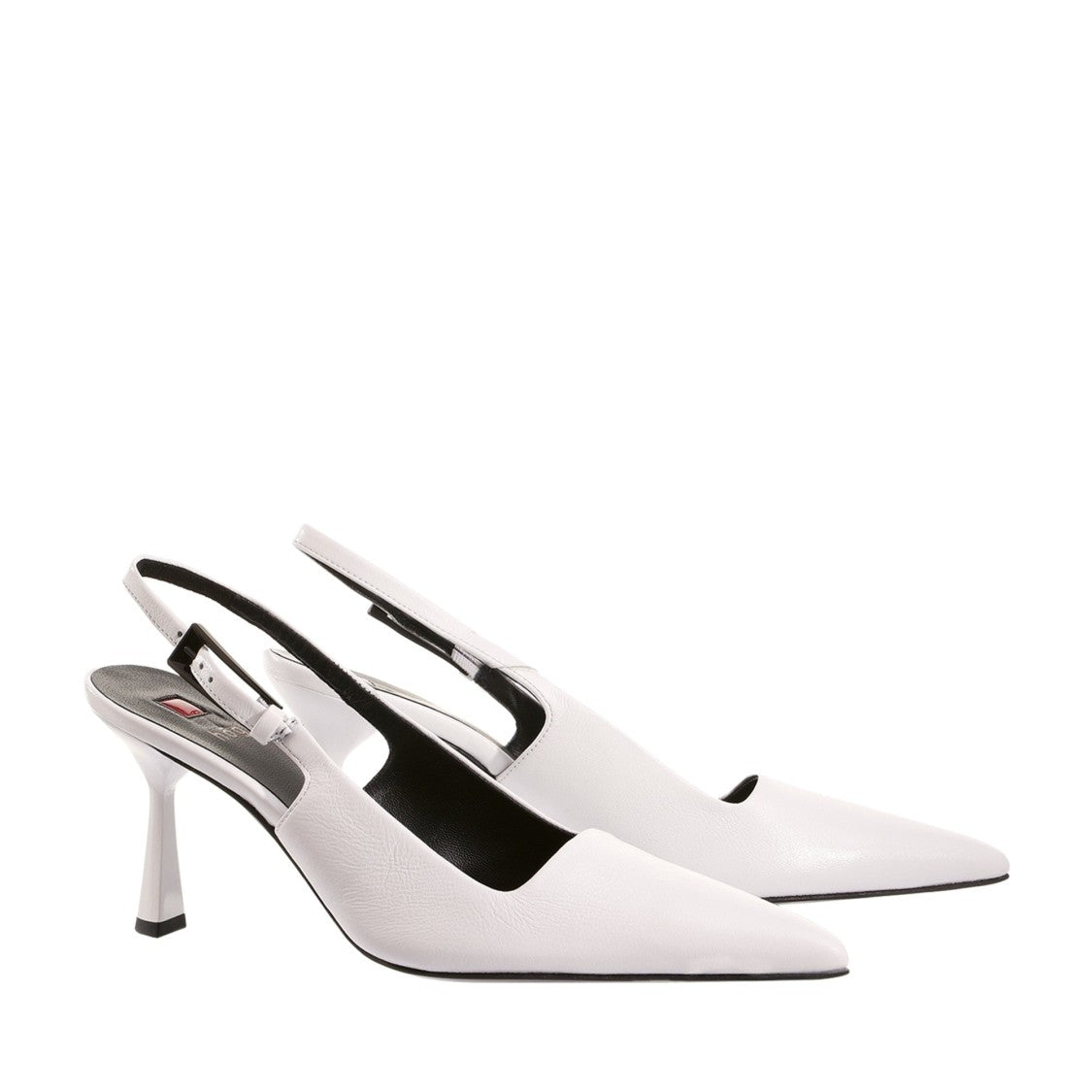 Högl White Ruby Part-Open Pointed Toe Slingback Leather Pumps