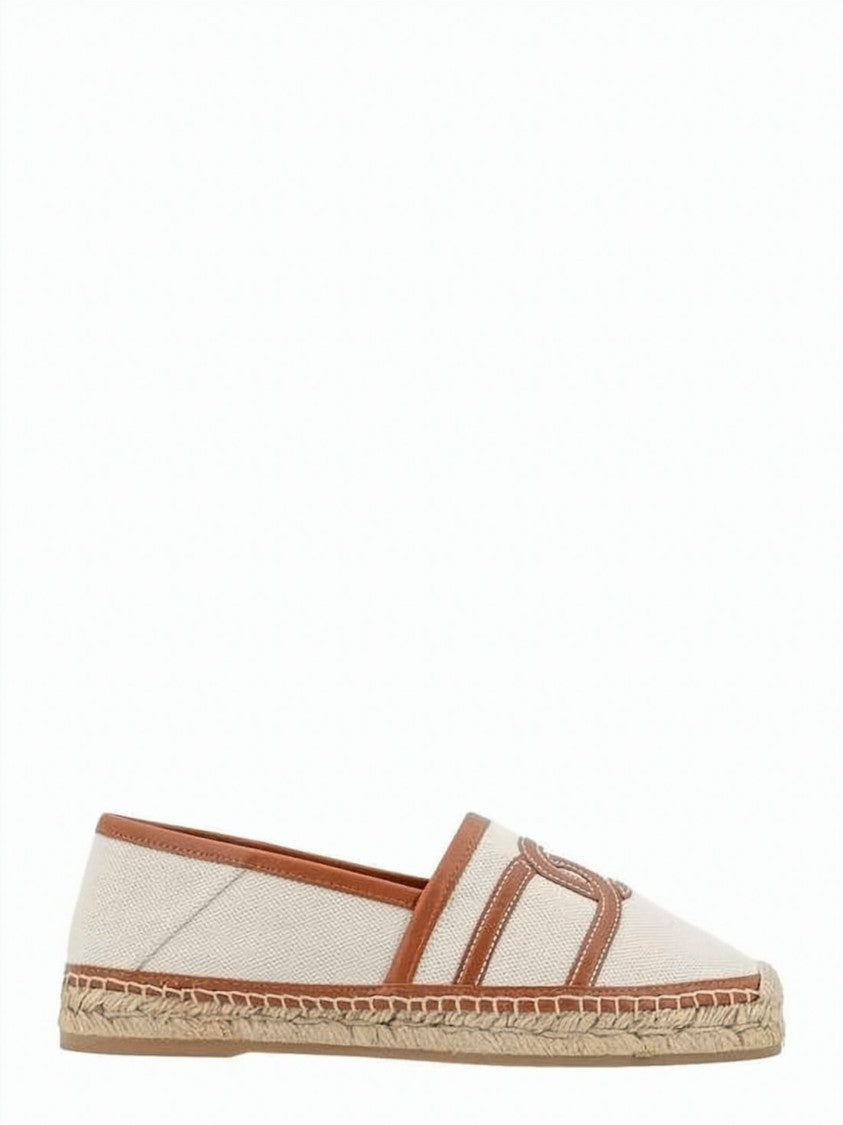 Tod's Canvas And Leather Loafers With Woven Trim