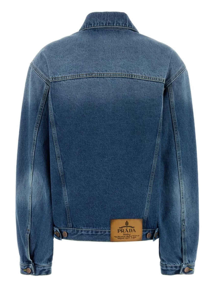 Prada Vintage-Inspired Blue Denim Jacket With Oversized Fit