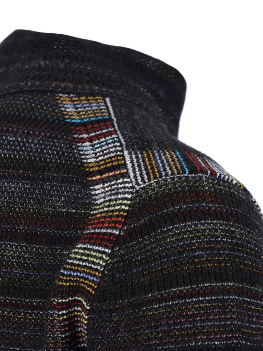 Paul Smith Multicolored Striped Knit Sweater With High Neckline
