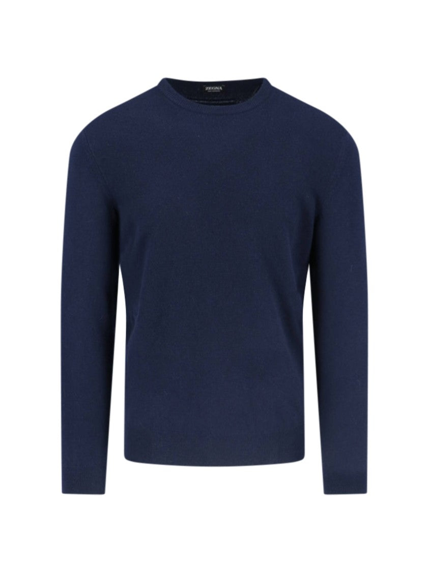Zegna Cashmere Sweater Blue Navy Shades