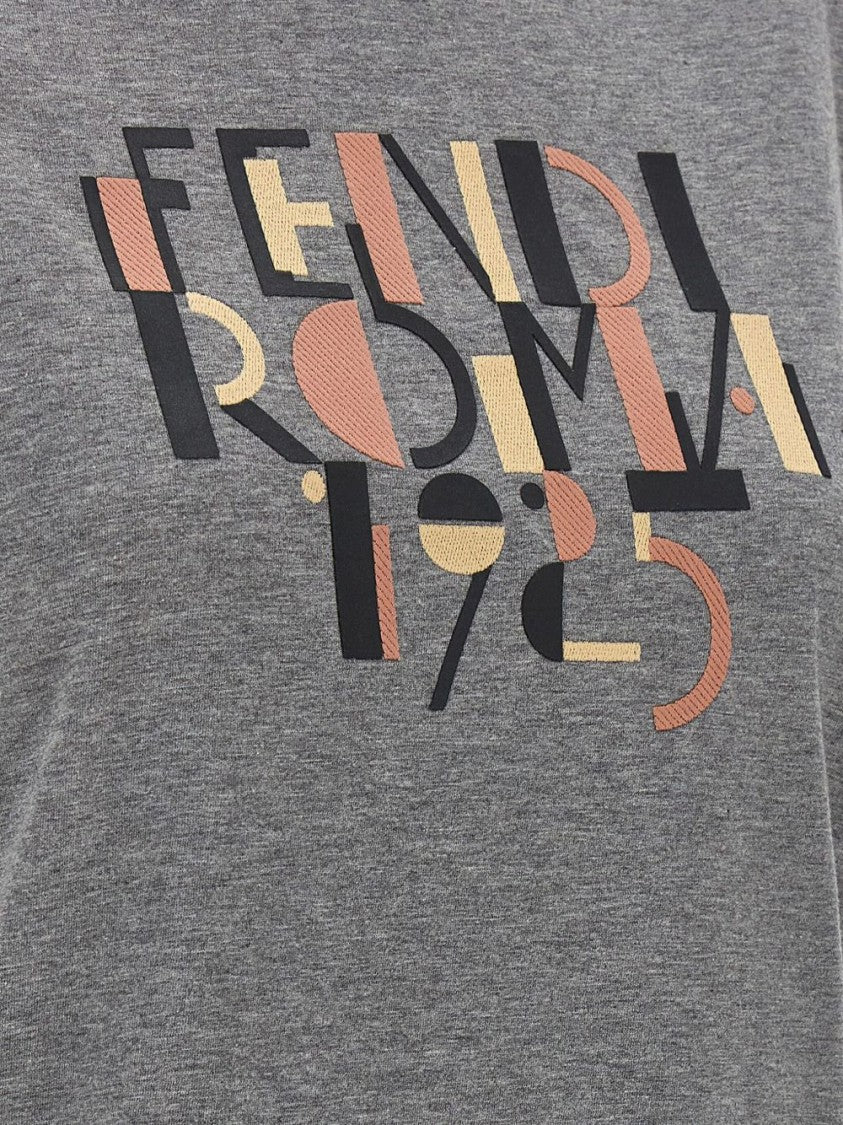 Fendi Graphic Print Cotton T-Shirt With Crew Neckline