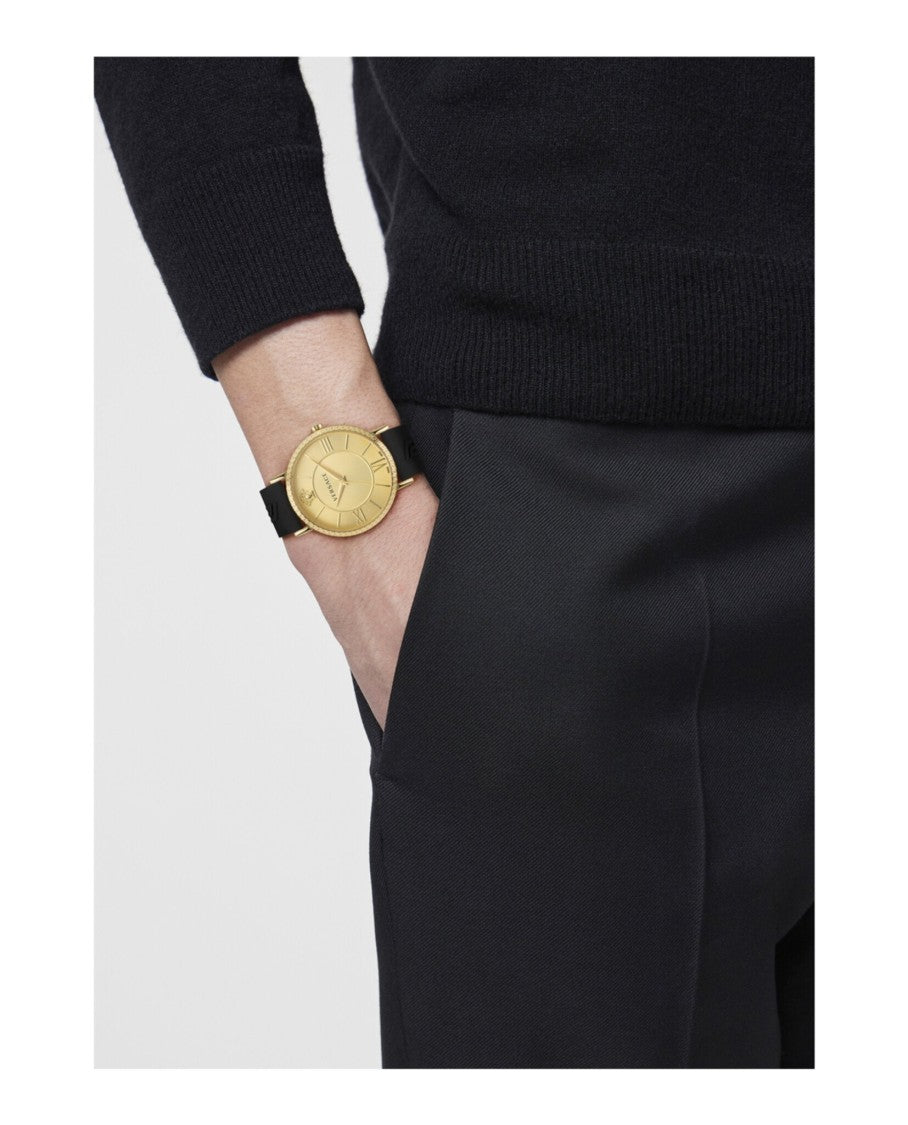 Versace Two-Tone Versatile Timepiece With Guilloche Dial