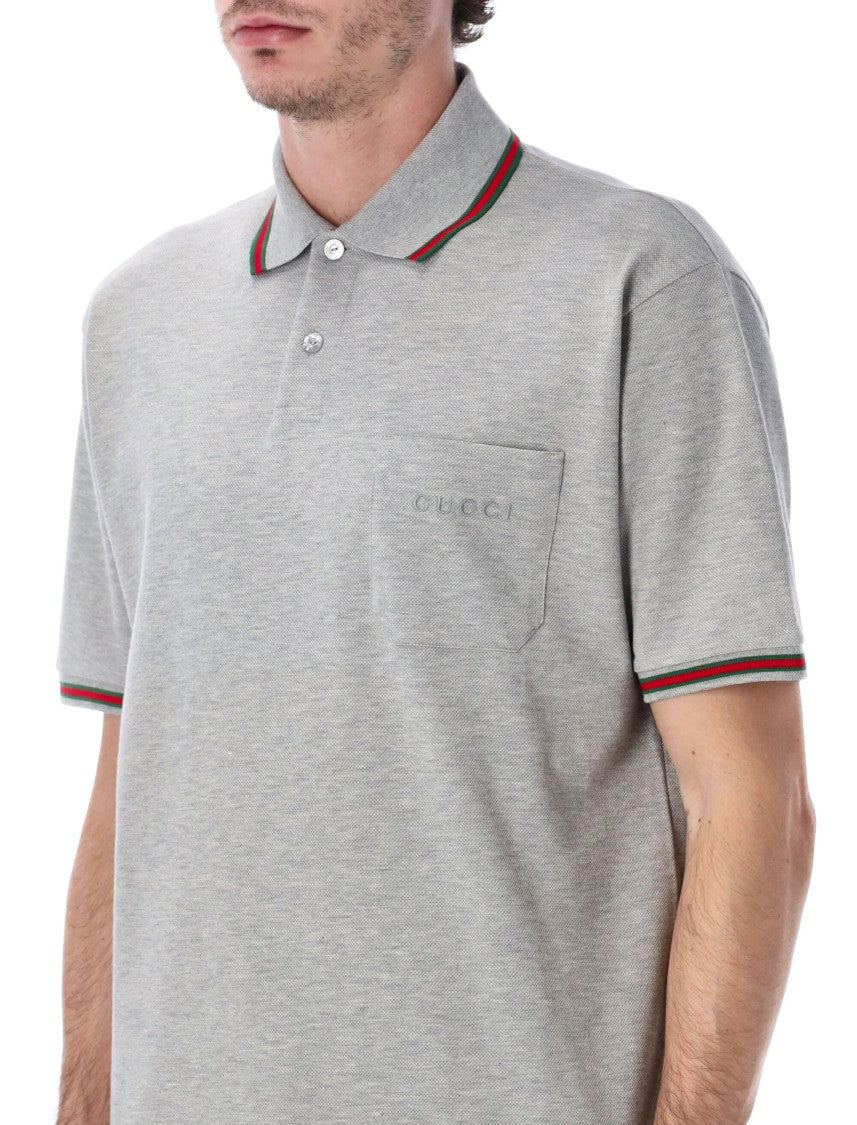 Gucci Grey Mélange Cotton Piquet Polo Shirt