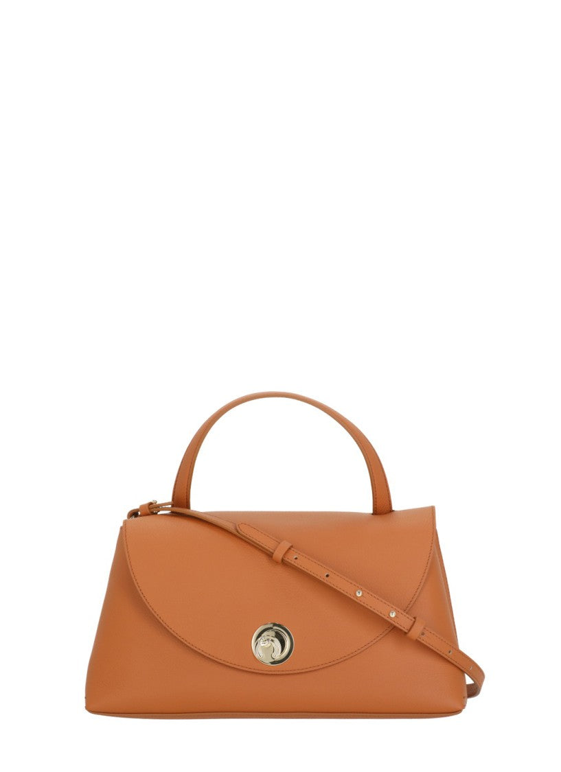 Coccinelle Structured Orange Pebbled Leather Shoulder Bag