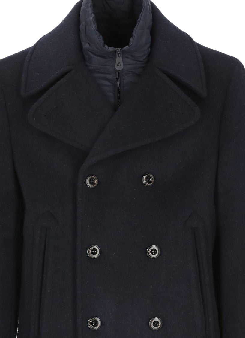 Peuterey Blue Pitloch Double-Breasted Wool Coat