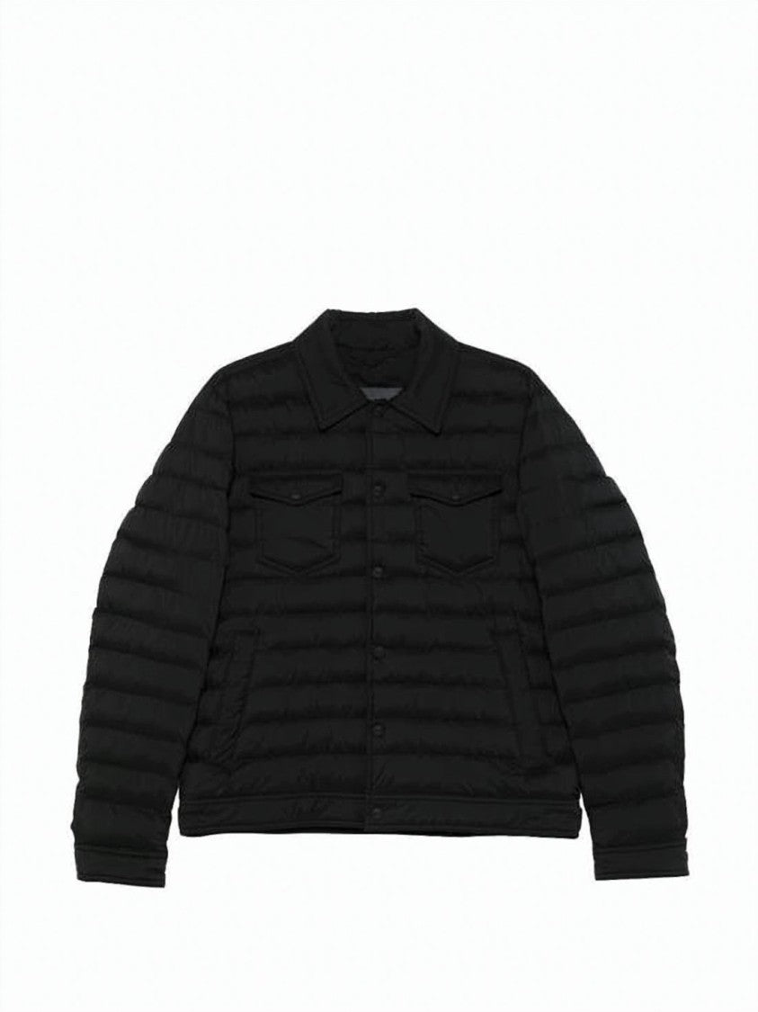 Herno Quilted Black Padded Jacket With Classic Collar