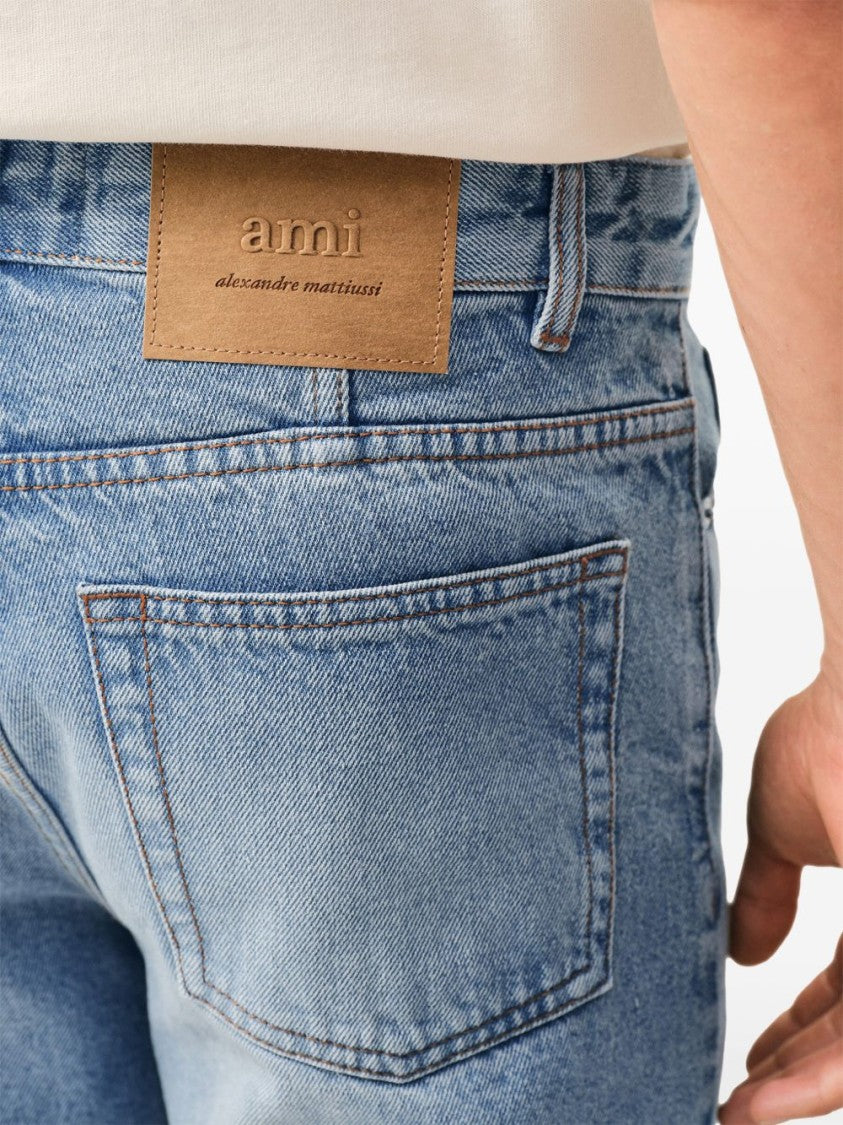 Ami Paris Classic Straight-Leg Jeans With Signature Monogram Motif