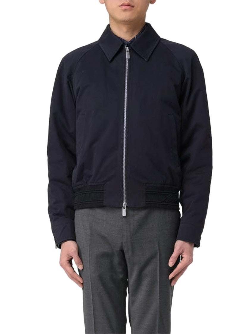 Burberry Structured Front-Zip Jacket With Pointed Collar
