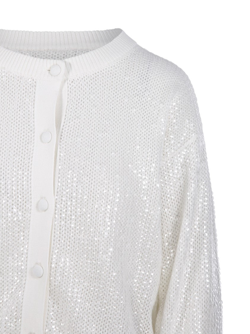 Parosh Open-Knit Cardigan With Shimmering Finish