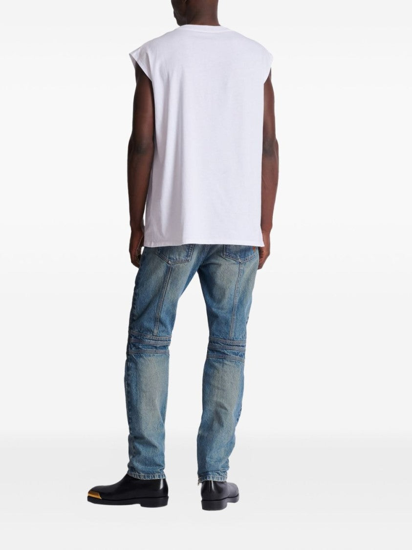 Balmain Sleeveless Silk And Nylon Graphic T-Shirt