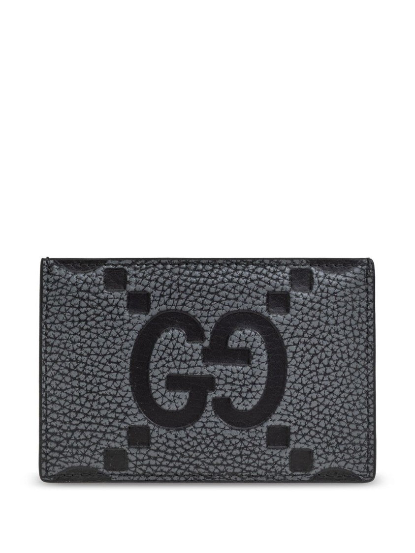 Gucci Two-Tone Grey Gg Cardholder With Stitched Edge