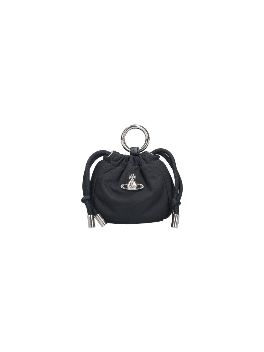 Vivienne Westwood Black Orb Drawstring Fabric Key Pouch