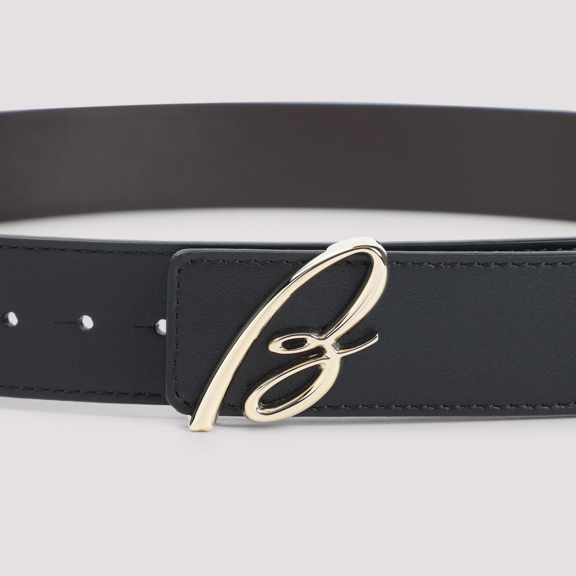 Brioni B Logo Reversible Black And Brown Leather Belt