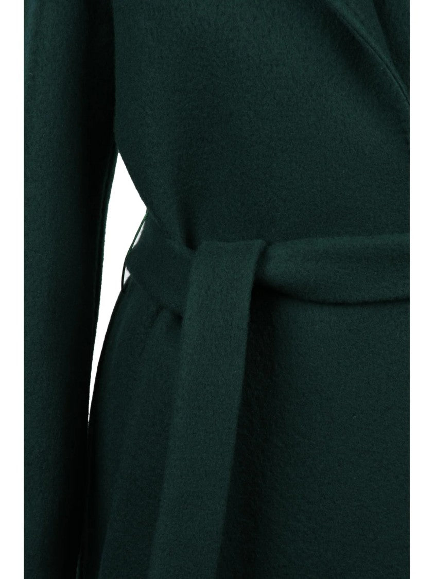 Chiarulli Green Virgin Wool-Blend Belted Coat
