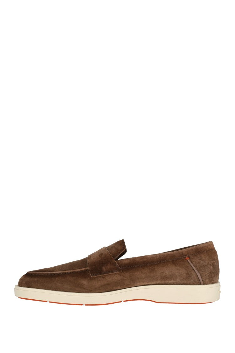 Santoni Suede Slip-On With Rubber Sole