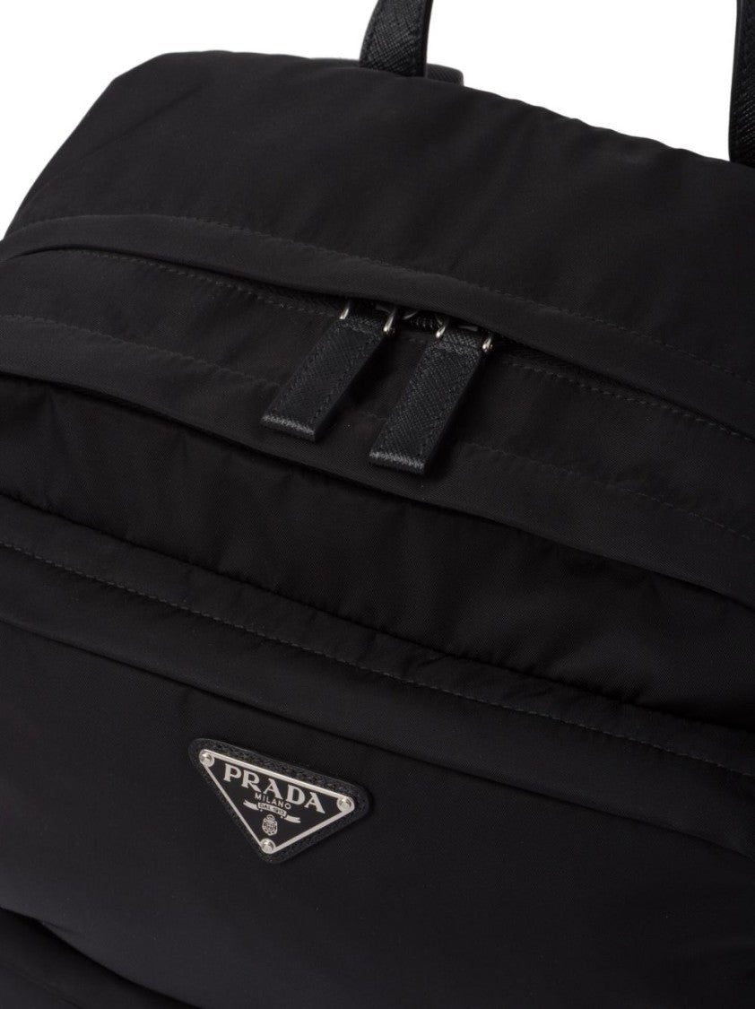 Prada Black Structured Zippered Compartments Backpack