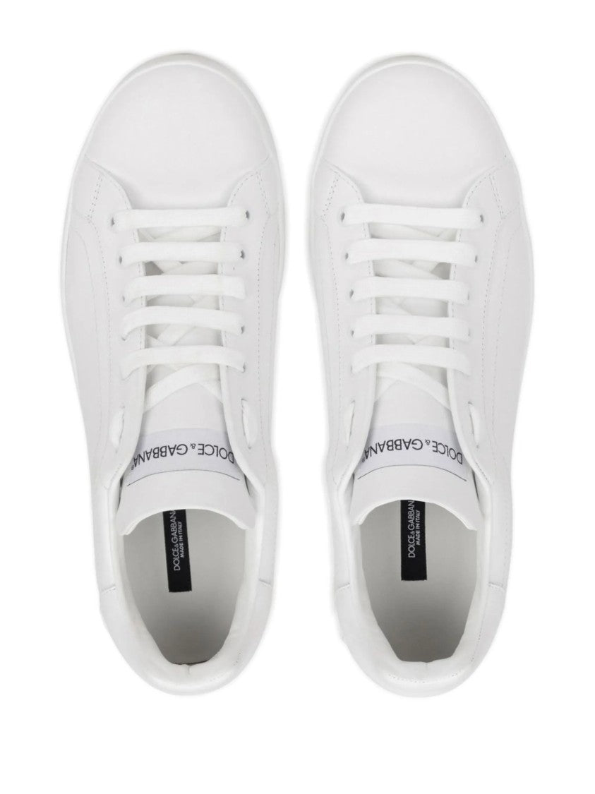 Dolce & Gabbana White Portofino Tasseled Calfskin Leather Sneakers