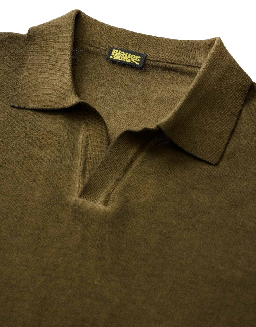 Blauer Green Esmond Shaded Open-Neck Polo Shirt