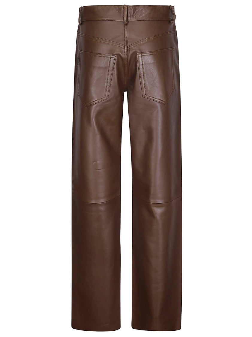 Haikure Straight-Leg Leather Five-Pocket Pants