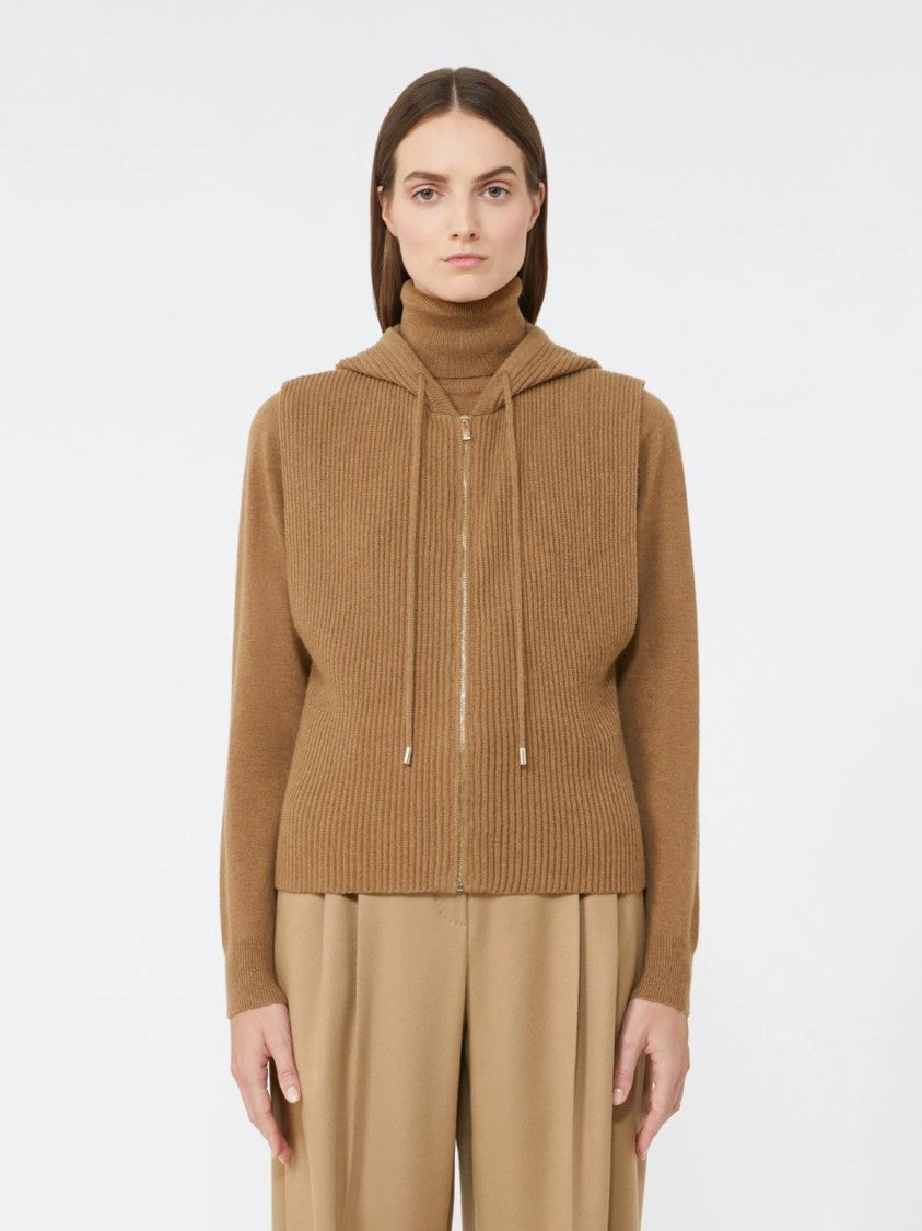 Max Mara Ribbed Knit Vest With Front Zipper