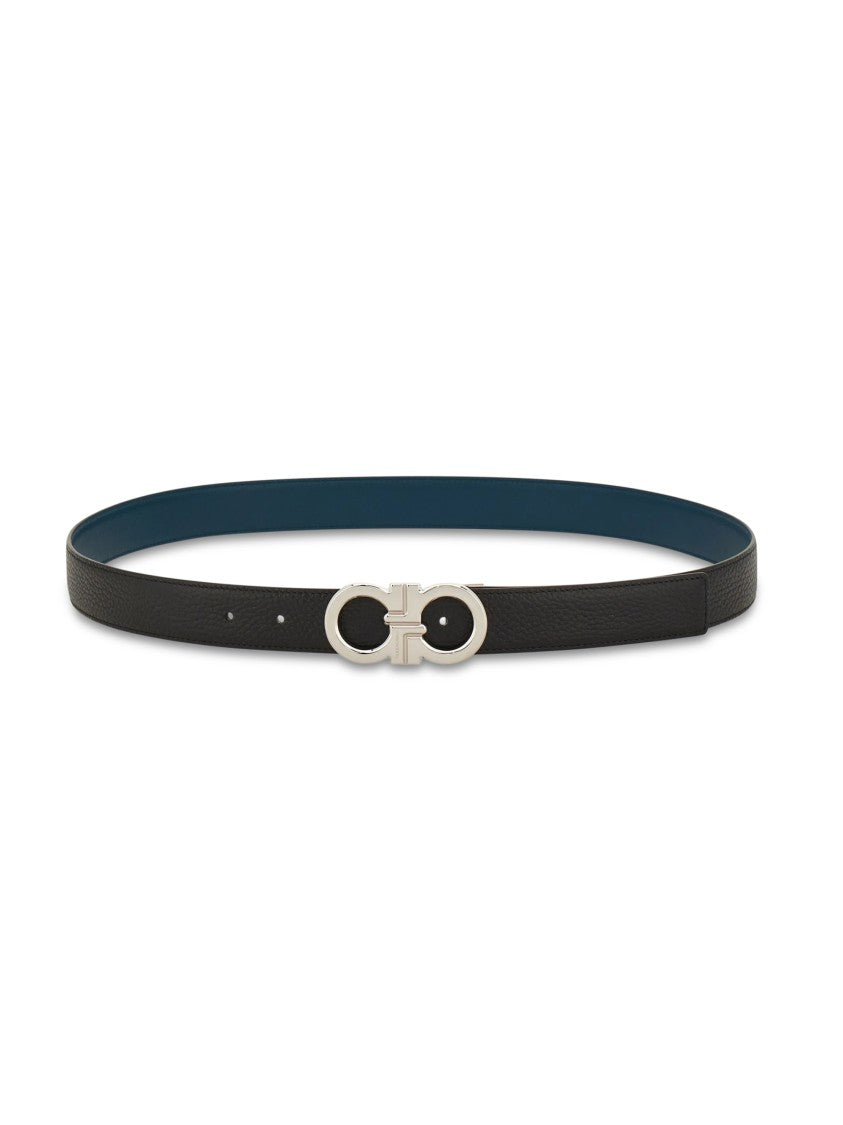 Ferragamo Double-Adjustable Calf Leather Belt With Distinctive Buckle