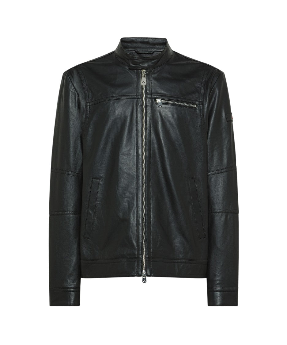 Peuterey Slim Fit Biker Leather Jacket
