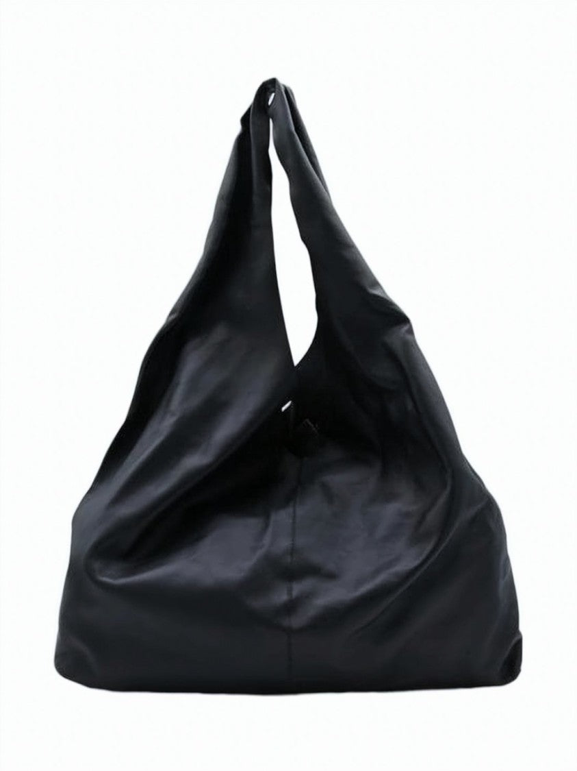The Row Slouchy Black Leather Shoulder Bag