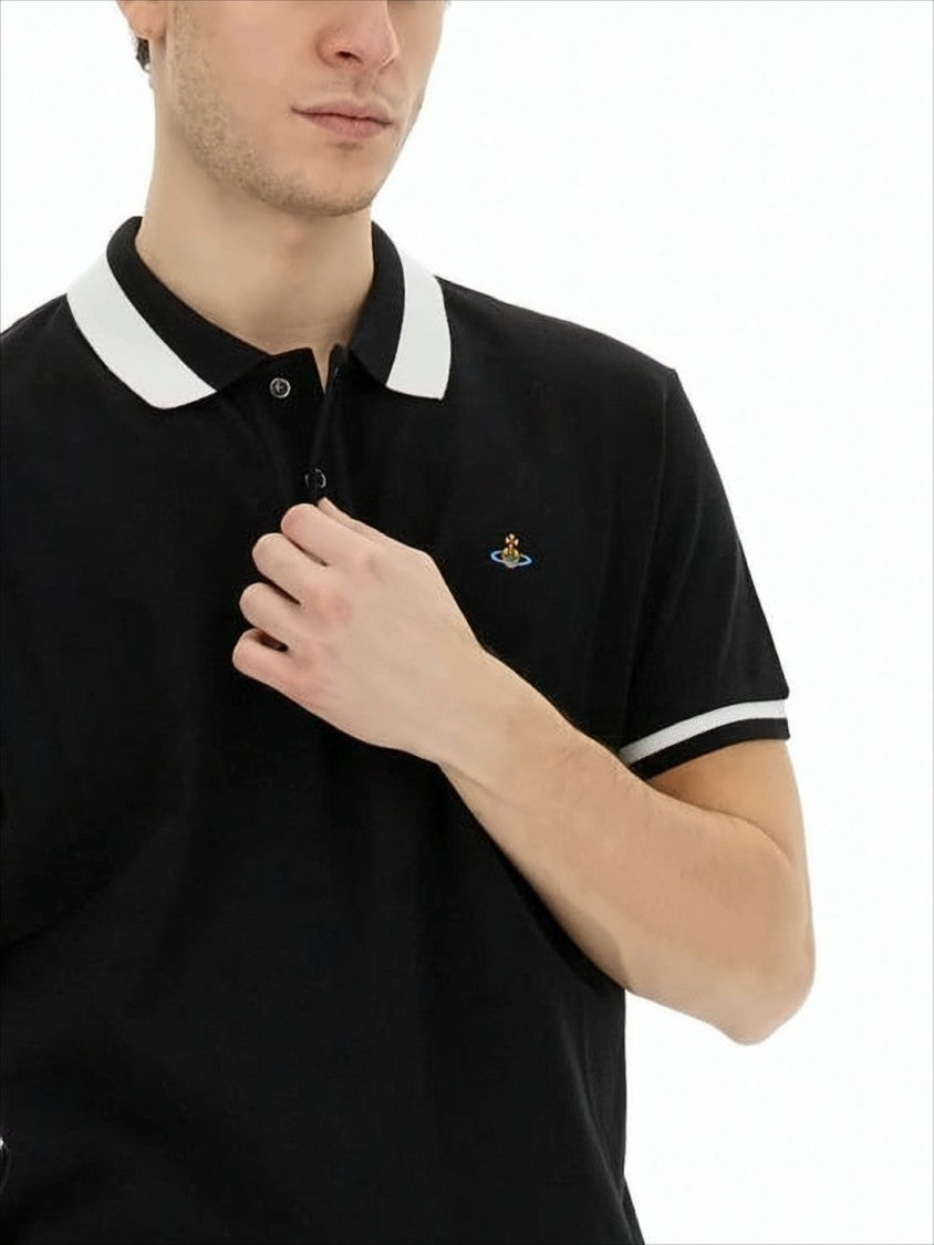 Vivienne Westwood Short-Sleeve Polo Shirt With Contrasting White Trim
