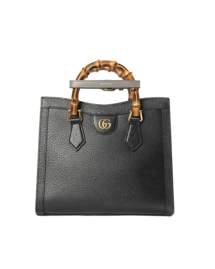 Gucci Medium Granulata Nera Bamboo Handbag With Gold-Tone Hardware