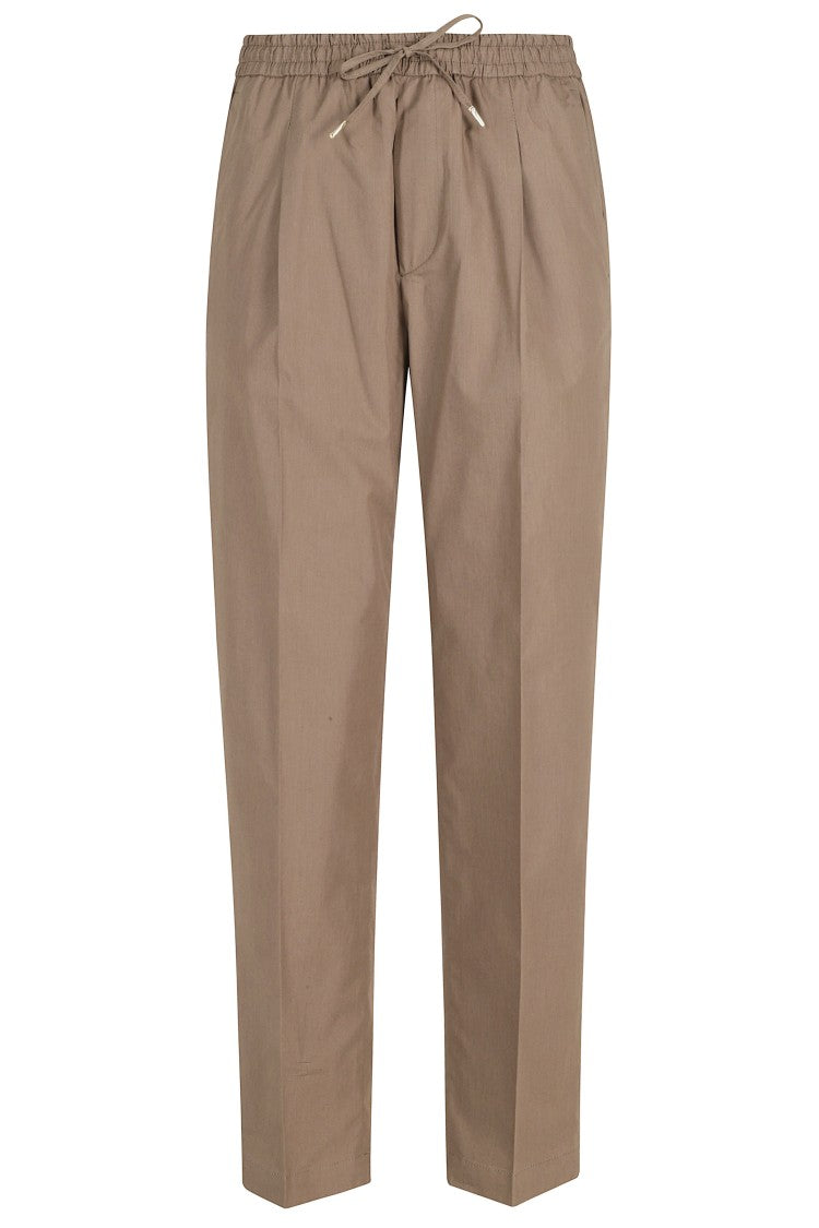 Briglia Biscuit Wimbledon Elastic Waist Drawstring Cotton Straight-Leg Pants