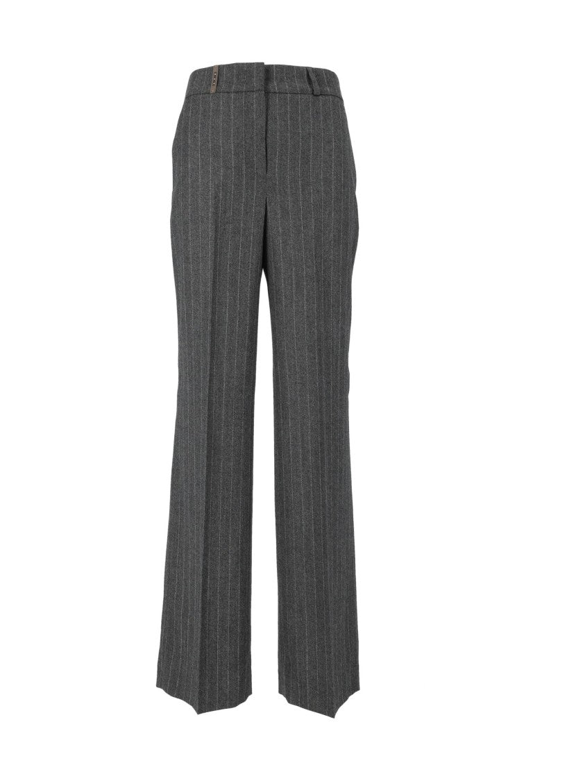 Peserico Pinstripe Mid-Rise Straight-Leg Pants