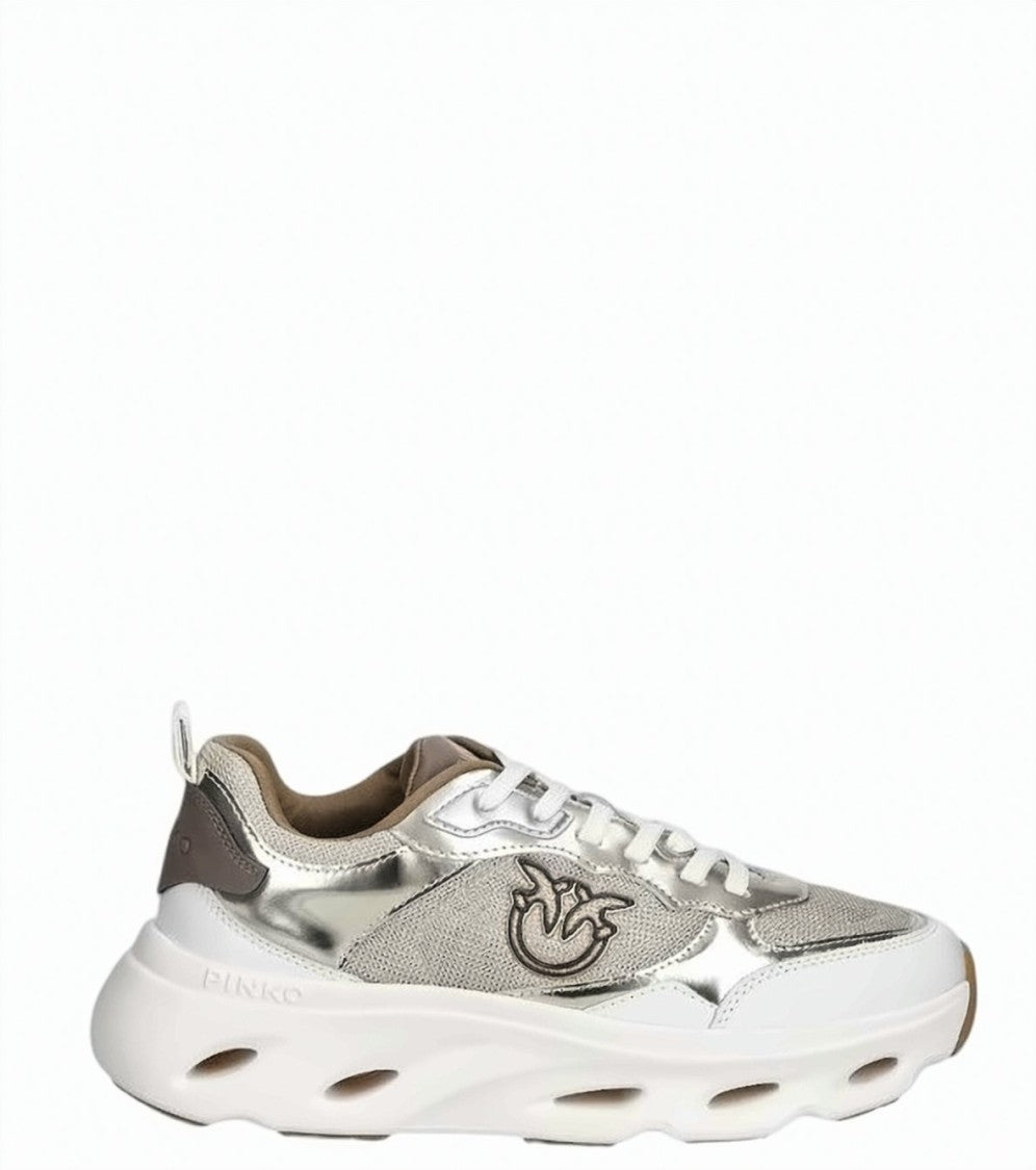 Pinko Leather Mesh Insert Sneakers