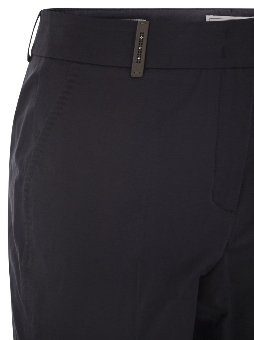 Peserico Light Cotton Satin Cigarette Trousers