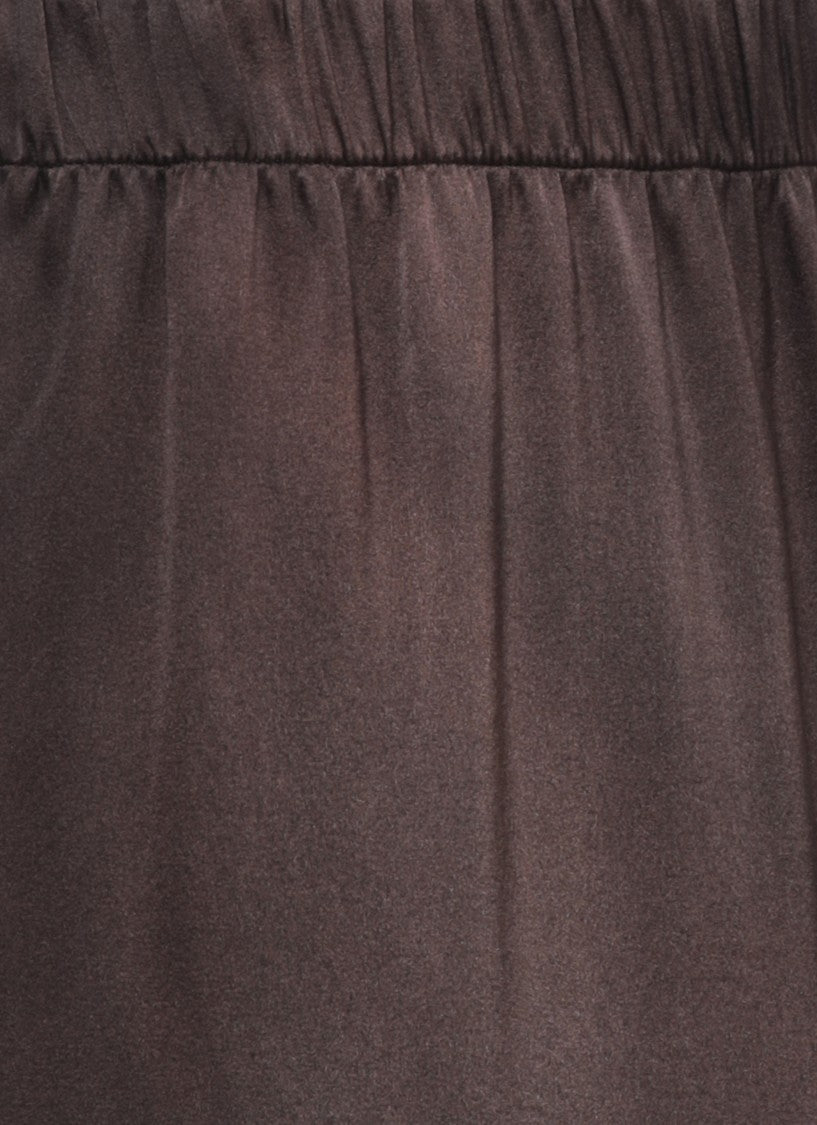 Avant Toi Wide-Cut Brown Silk Trousers With Elastic Waistband
