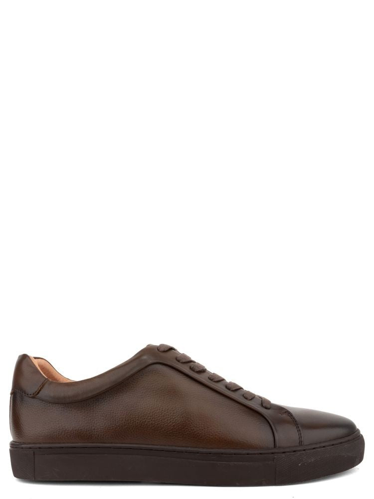 Sergio Moretti Brown Leisure Low-Profile Leather Sneakers