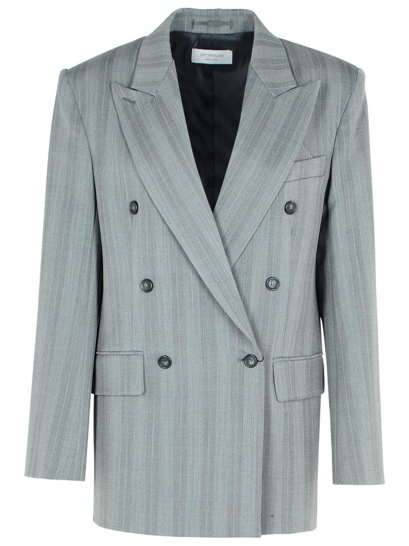Sportmax 'Merlot' Grey Virgin Wool Blend Blazer