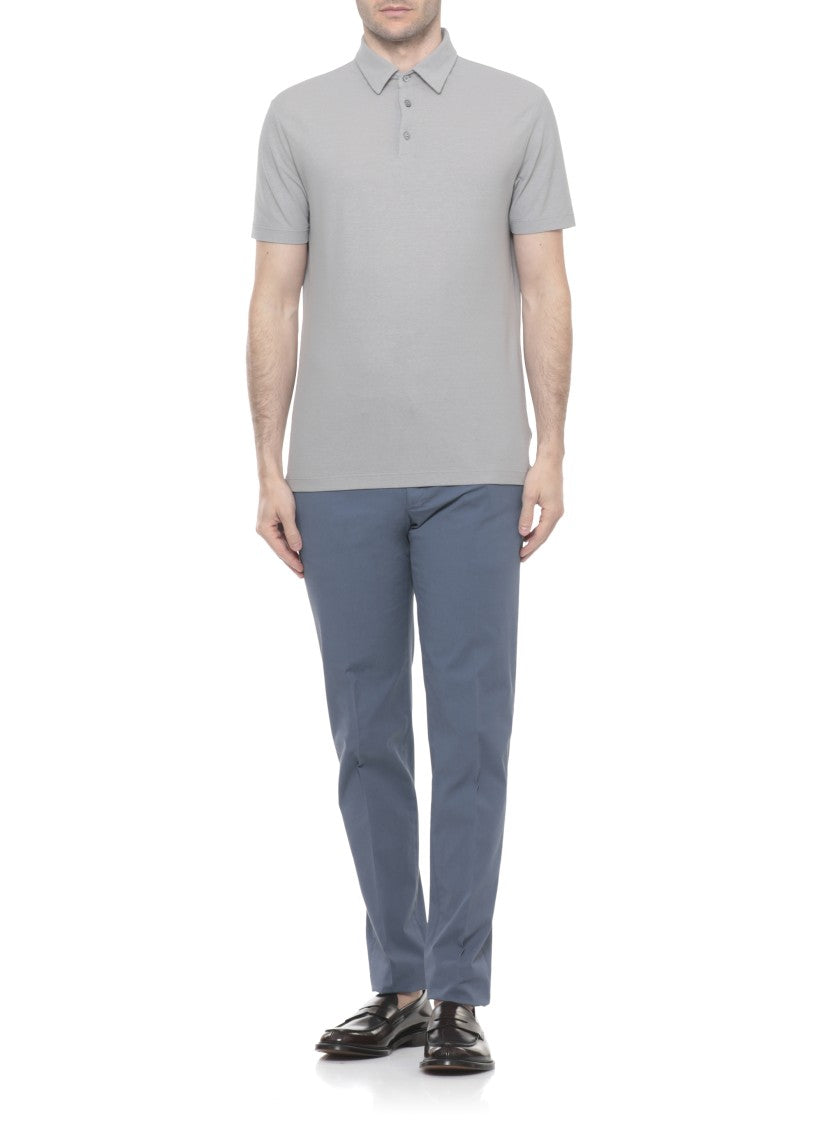 Zanone Grey Cotton Polo Shirt