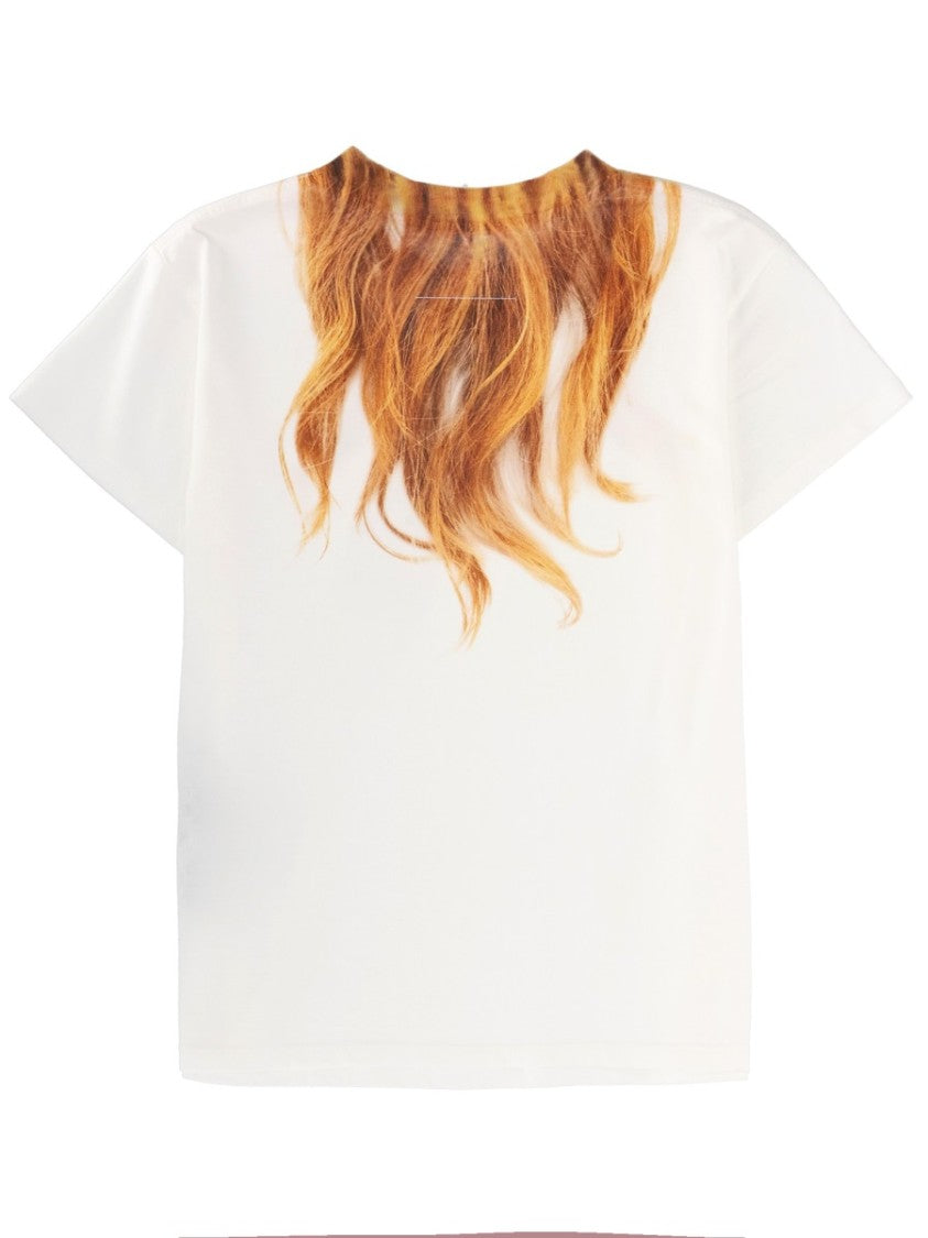 Mm6 By Maison Margiela Italy Short-Sleeved Reddish Hair Cotton T-Shirt