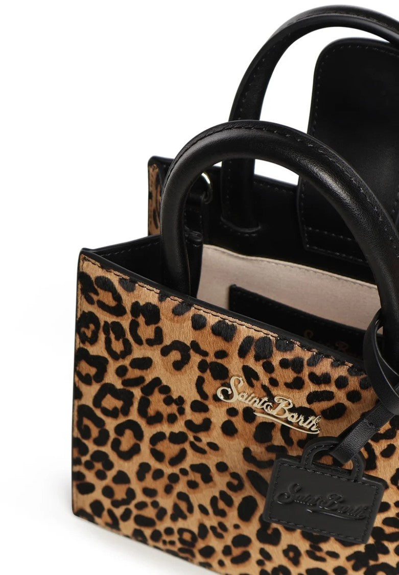 Mc2 Saint Barth Structured Leopard Print Handbag With Versatile Carrying Options