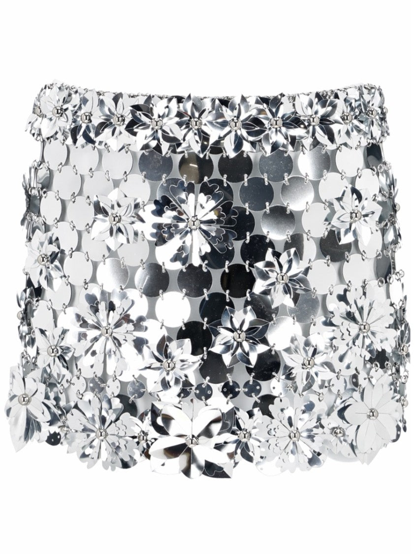 Rabanne Mini Floral Motifs Chainmail Skirt