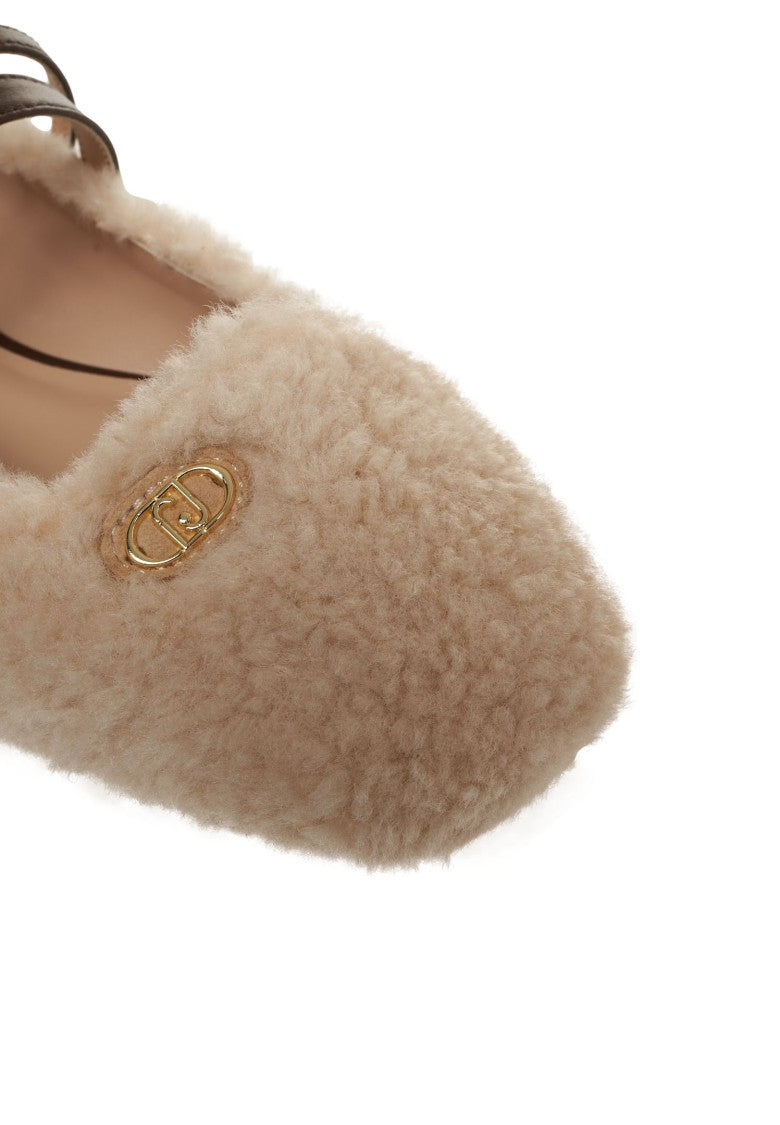Liu Jo Beige Ballerinas With Faux Fur Upper