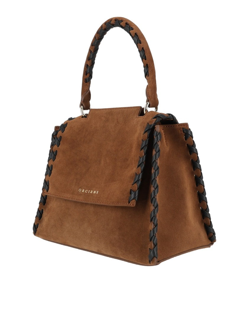 Claudio Orciani Brown Sveva S Peach Cross Woven Handbag