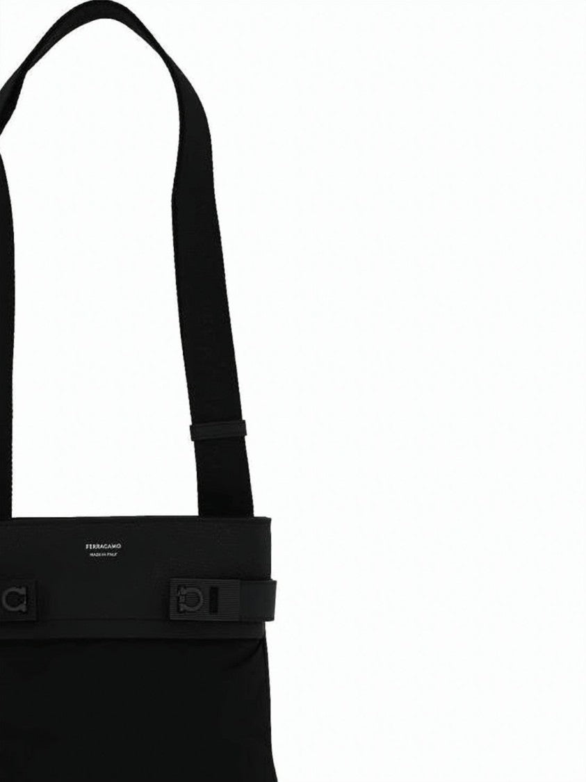 Salvatore Ferragamo Black Minimalist Rectangular Calf Leather Crossbody Bag